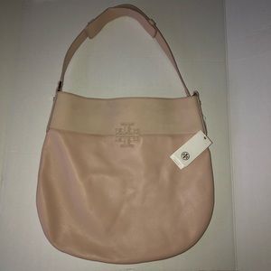 Tory Burch Stacked- T Mixed Material Hobo